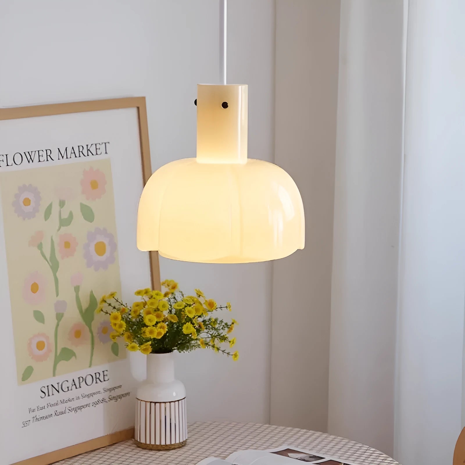 Medieval-style glass bud pendant chandelier with a retro design for ceiling installation.