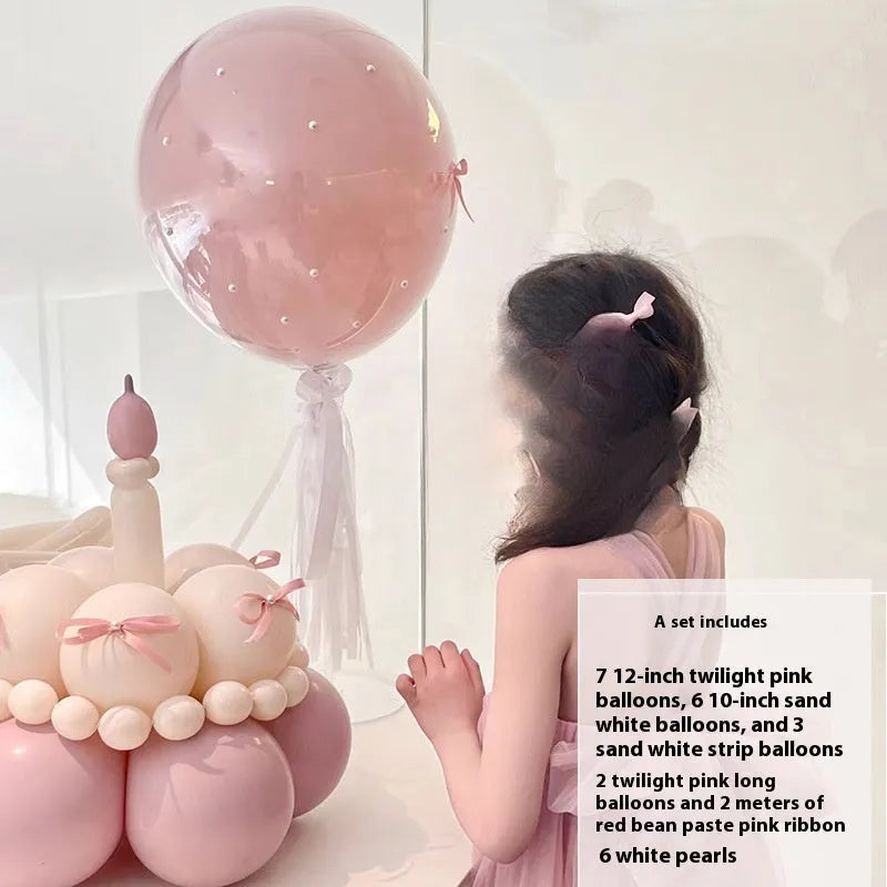 Balloon bouquet cake DIY kit with round arch frame and decoration materials for party centrepieces