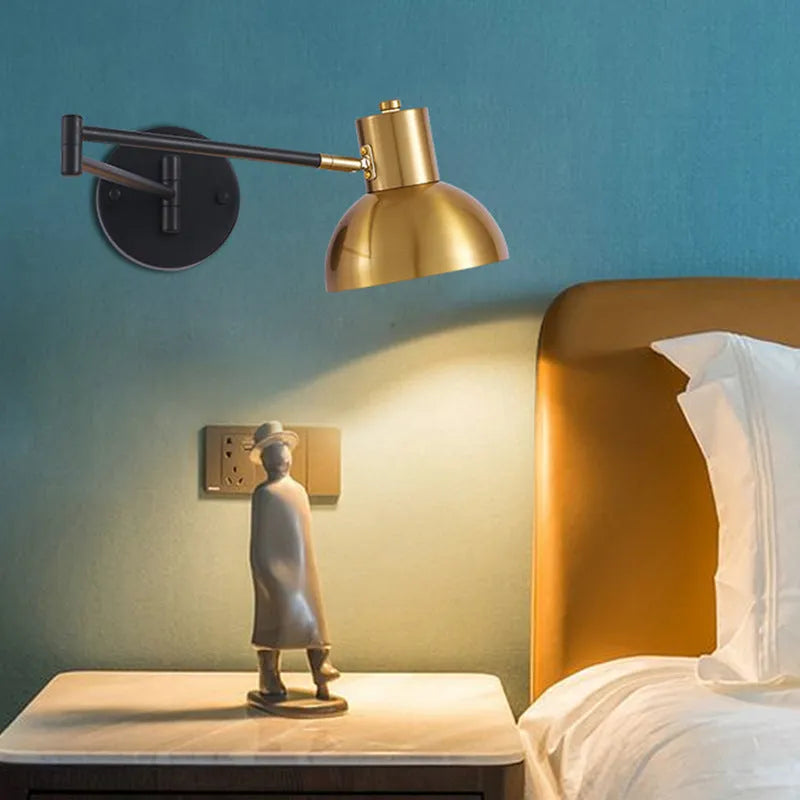 Modern minimalist double-section rocker arm wall lamp with adjustable arms and eight light colour modes