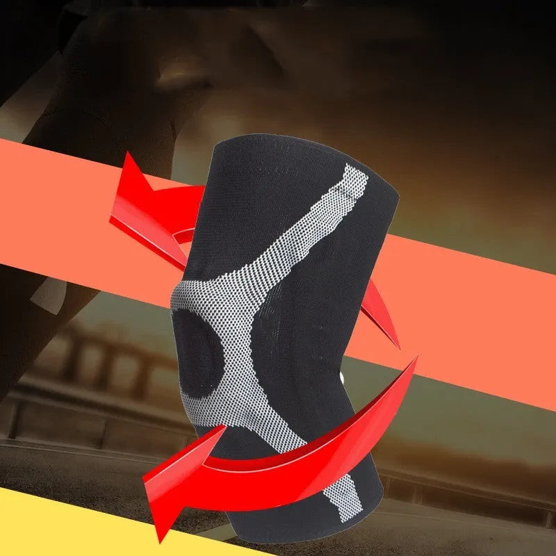 Red and grey silicone sports kneecaps for non-slip running and climbing protection.