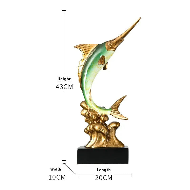 European style decorative swordfish ornament in resin and plastic available in multiple colours.