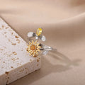 Simple geometric rotatable decompression ring with adjustable opening in gold electroplated finish