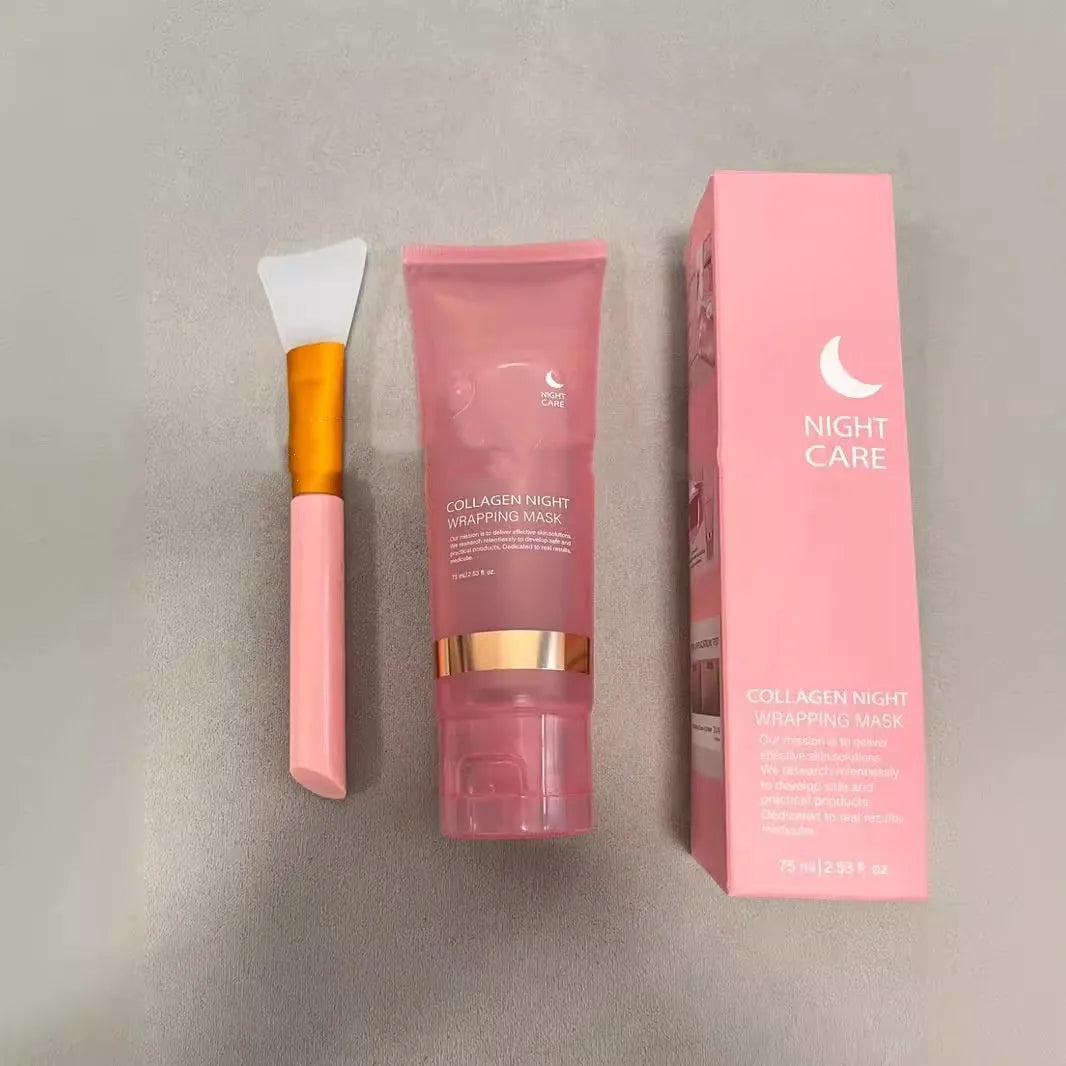 Collagen night face mask with brush for firming skin and removing blackheads