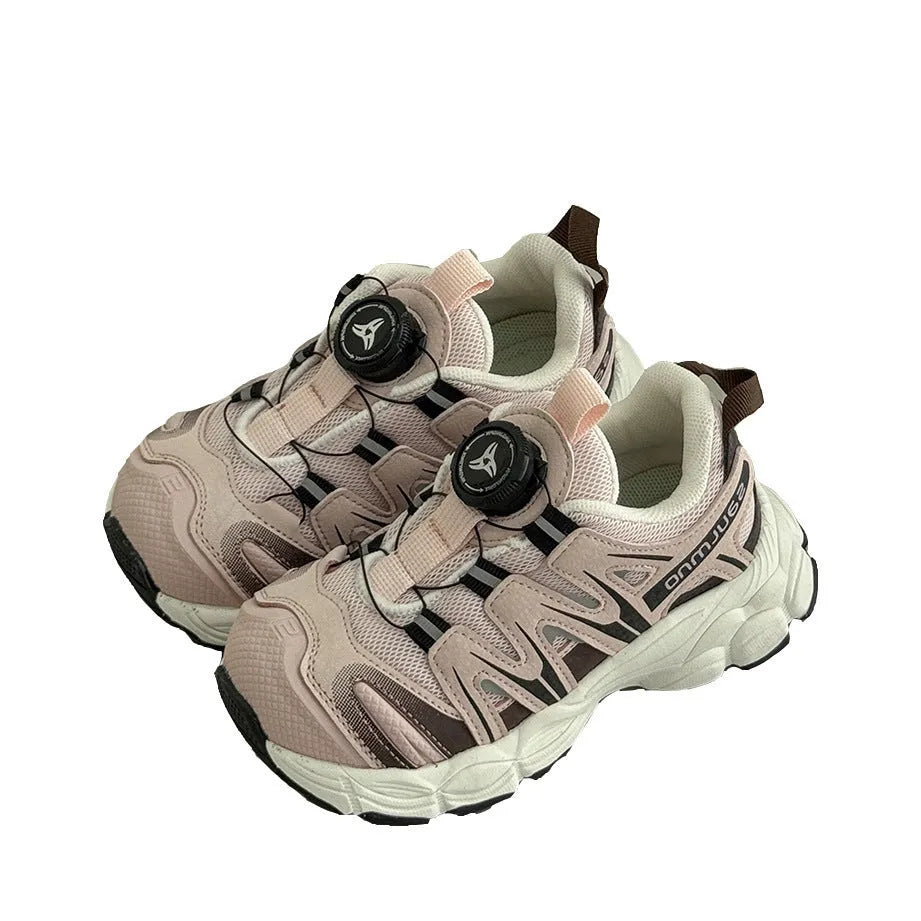 Girls' lightweight casual slip-on shoes in black beige or pink with mesh upper