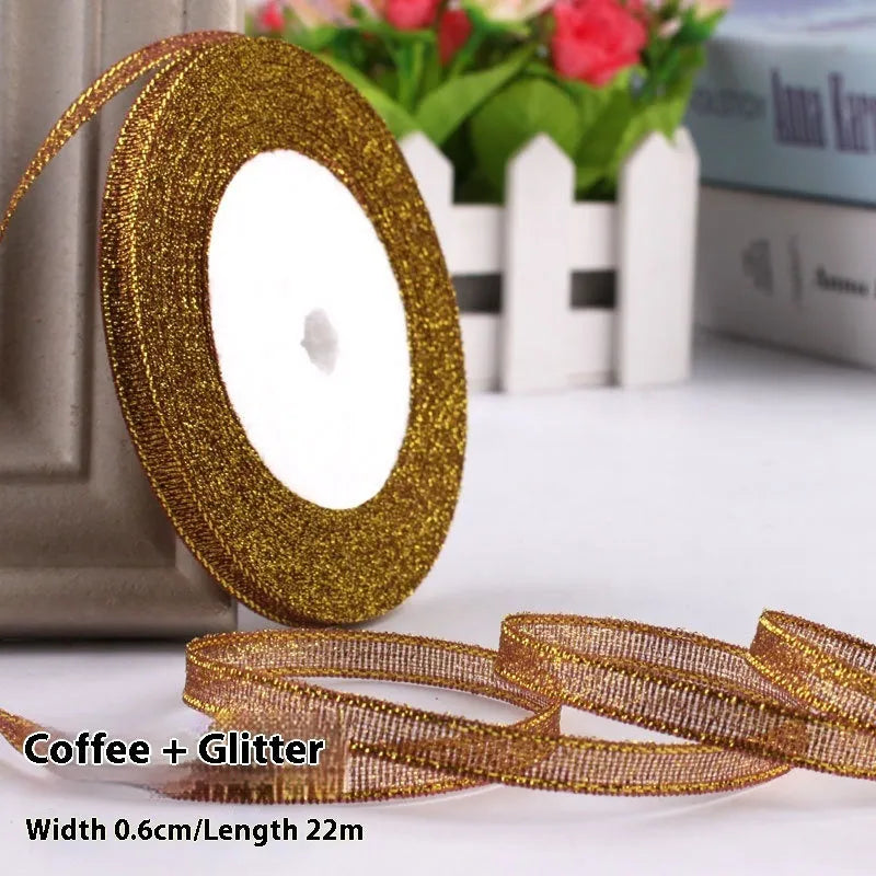 Polyester gift packaging ribbon roll in selected colour, 0.6cm wide decorative band