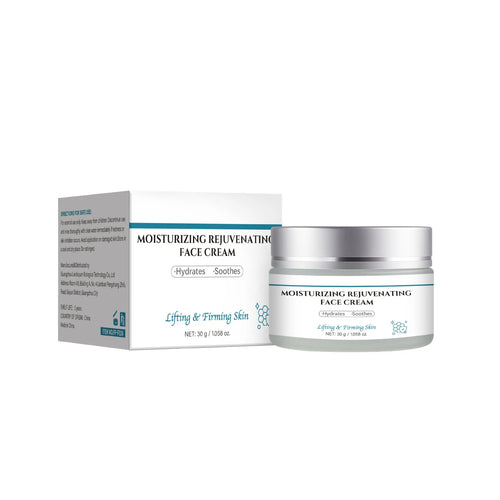 30g jar of anti-aging facial cream containing hyaluronic acid and vitamin E for daily skincare routines