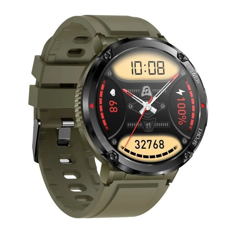 T30 Smart Watch with black dial on a silicone strap showing Bluetooth calling and health metrics on its screen.
