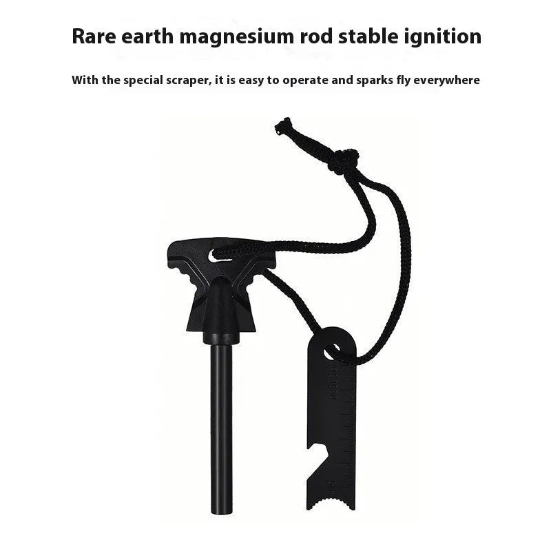 Butterfly-shaped ferrocerium fire starter with stainless steel bottle opener survival tool