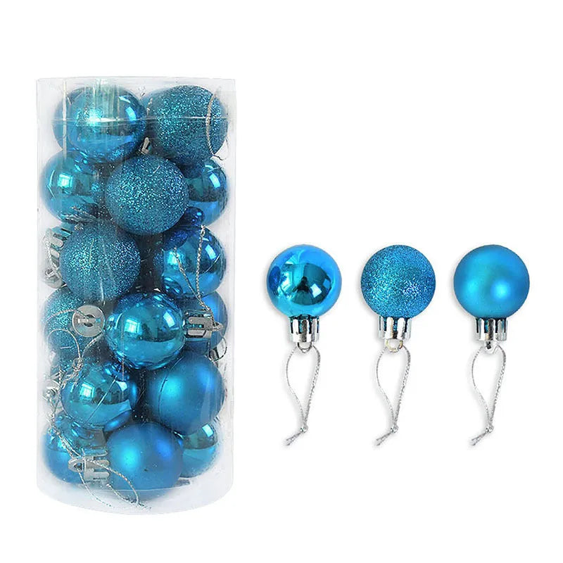 Gold, red, silver, blue, pink, purple, green, lake blue, bronze, and rose red 3cm electroplated Christmas tree baubles.