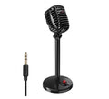 Black USB desktop microphone with an adjustable gooseneck stand on a weighted base.