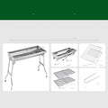 Stainless steel portable folding barbecue oven with 73 cm length for outdoor cooking