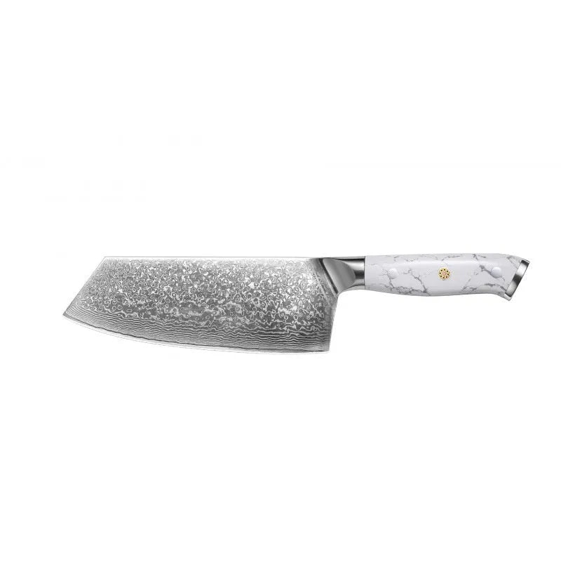 Damascus pattern VG10 steel chef's knife with 21cm blade and 11cm handle, total length 32cm