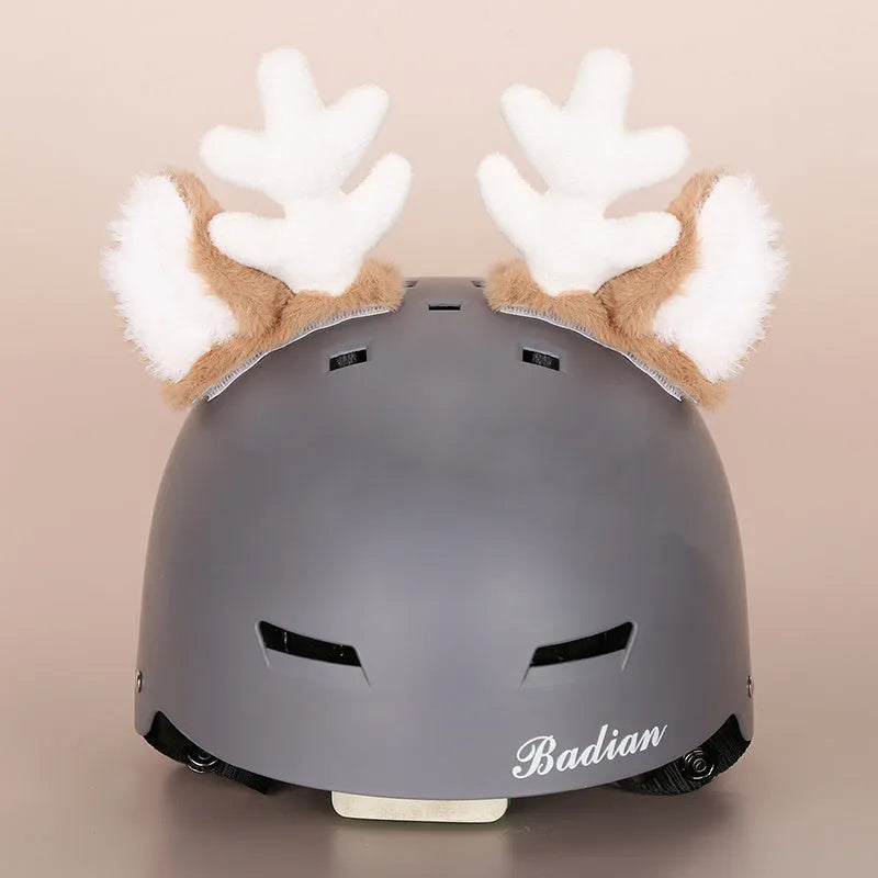 Plush fabric cartoon character helmet cover and matching hat cover set for costumes.