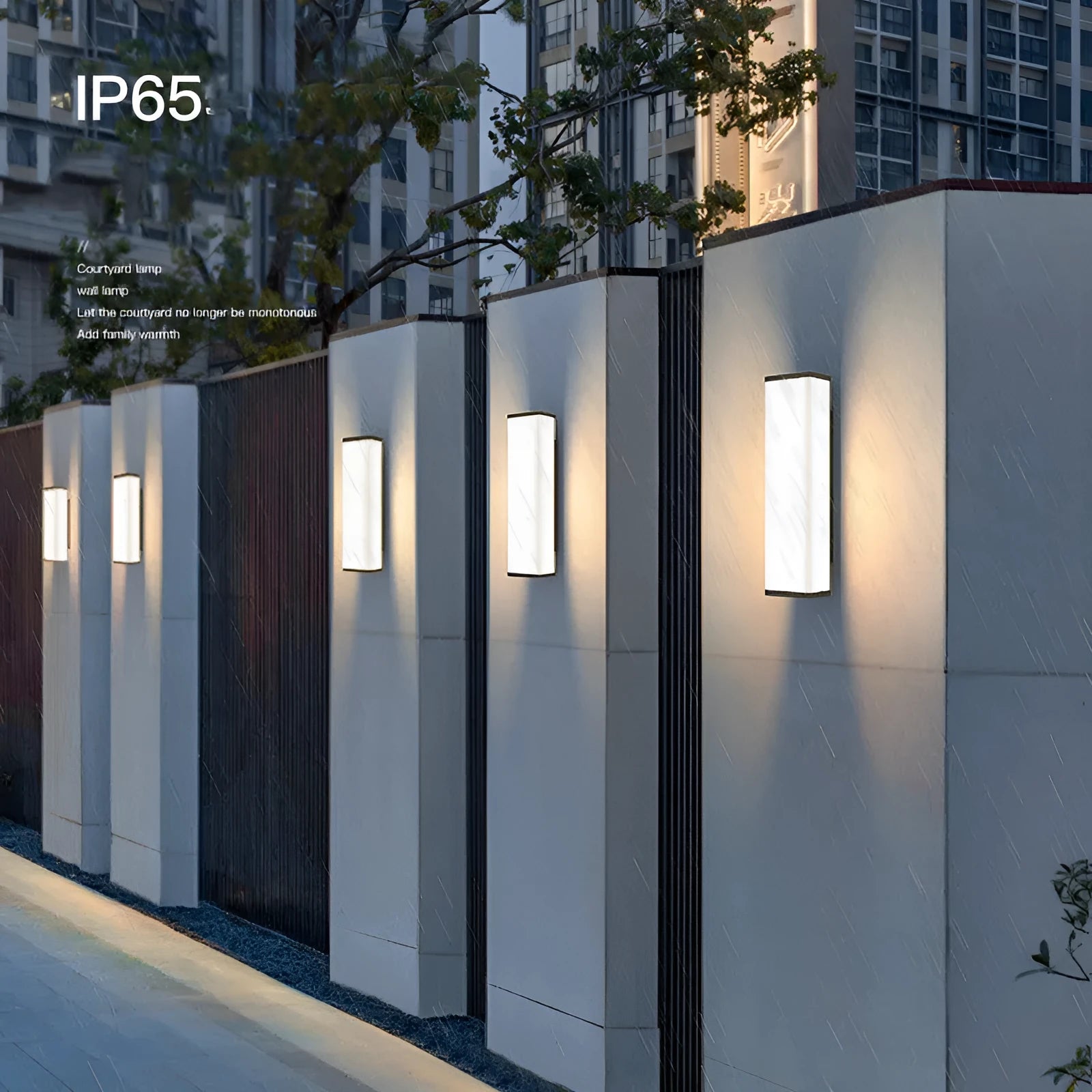60cm tall stainless steel outdoor wall light with IP65 waterproof rating for courtyard and park illumination