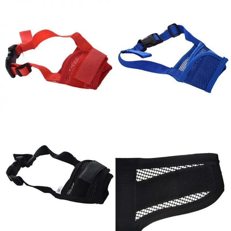 Adjustable plastic dog muzzle in multiple colours for biting and barking control