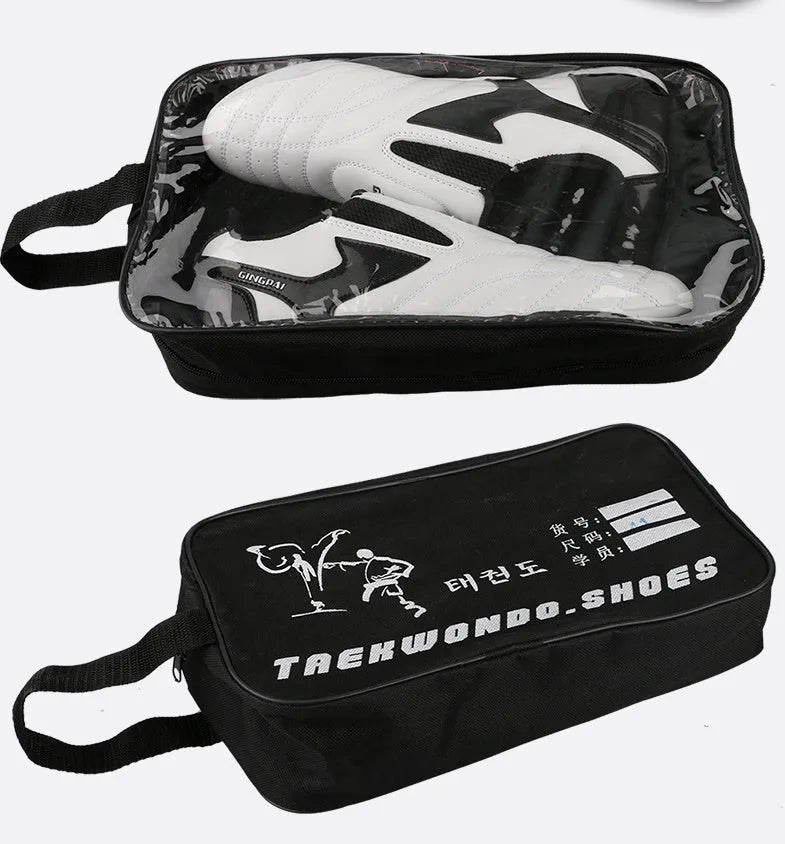 Black and white children's martial arts shoes for Sanda, boxing and Taekwondo training
