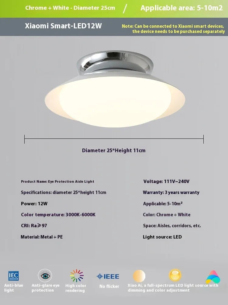 Modern flying saucer shaped ceiling lamp in cream style with minimalist design