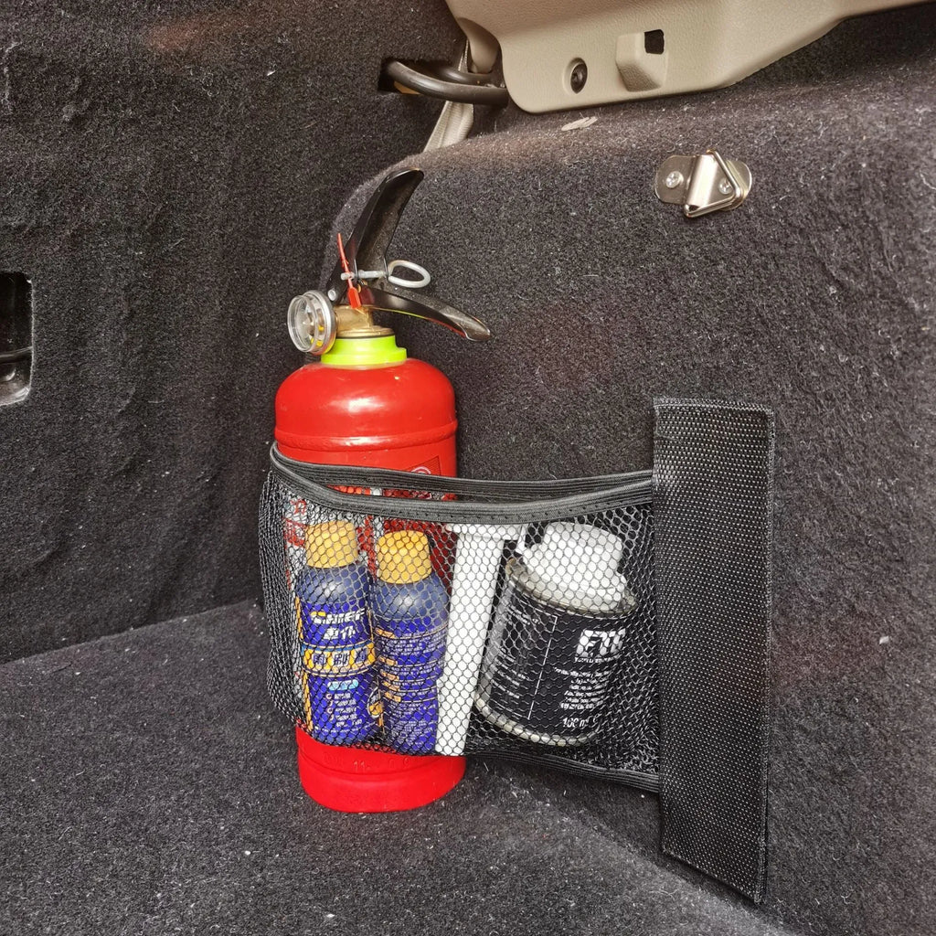 Car boot elastic storage net made from polyester mesh in 20x35cm or 20x45cm size options