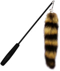 Black cat toy wand with elastic string measuring 42 cm for interactive play