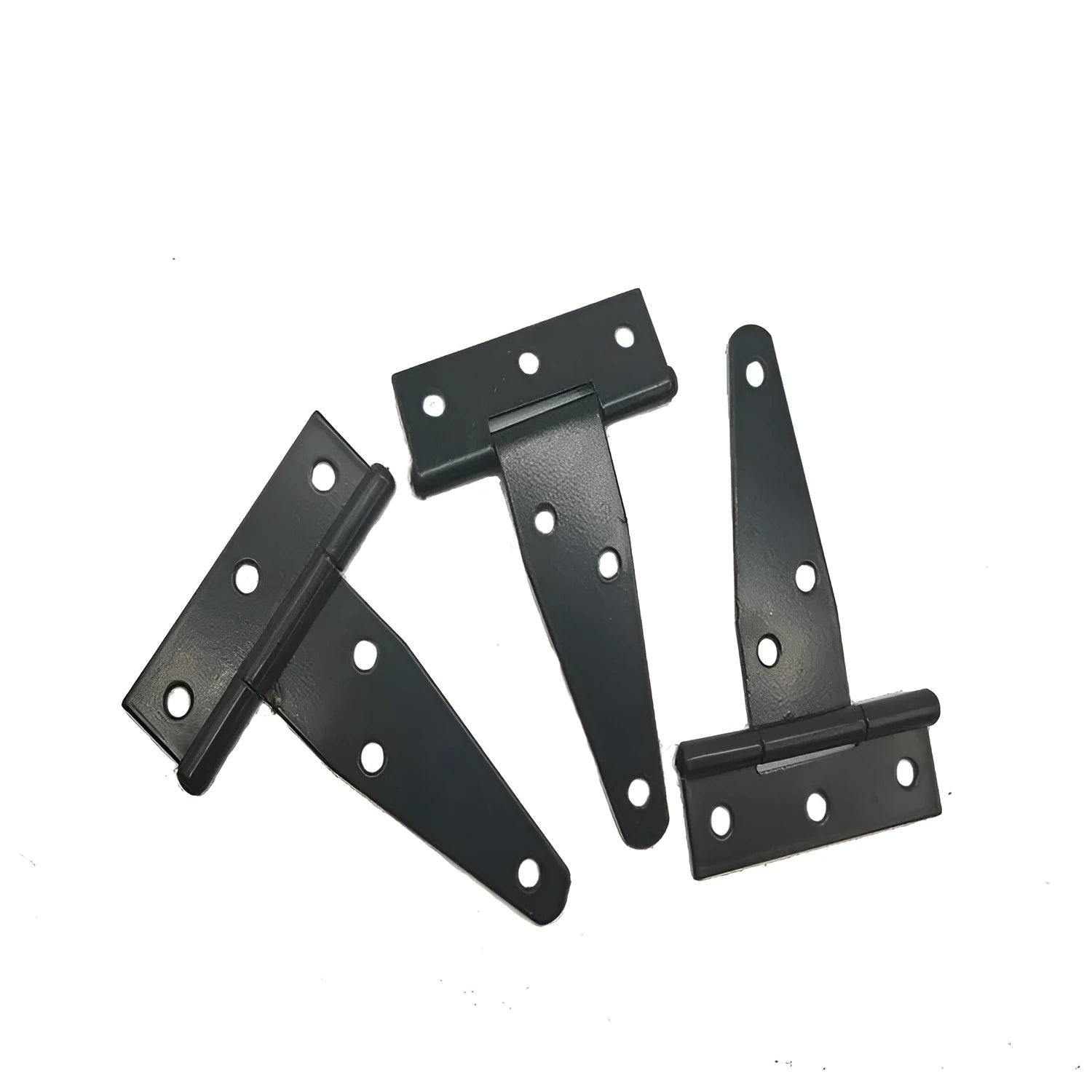Fixed light T-shaped iron hinge for wooden courtyard doors, shown in straight arm card type design.