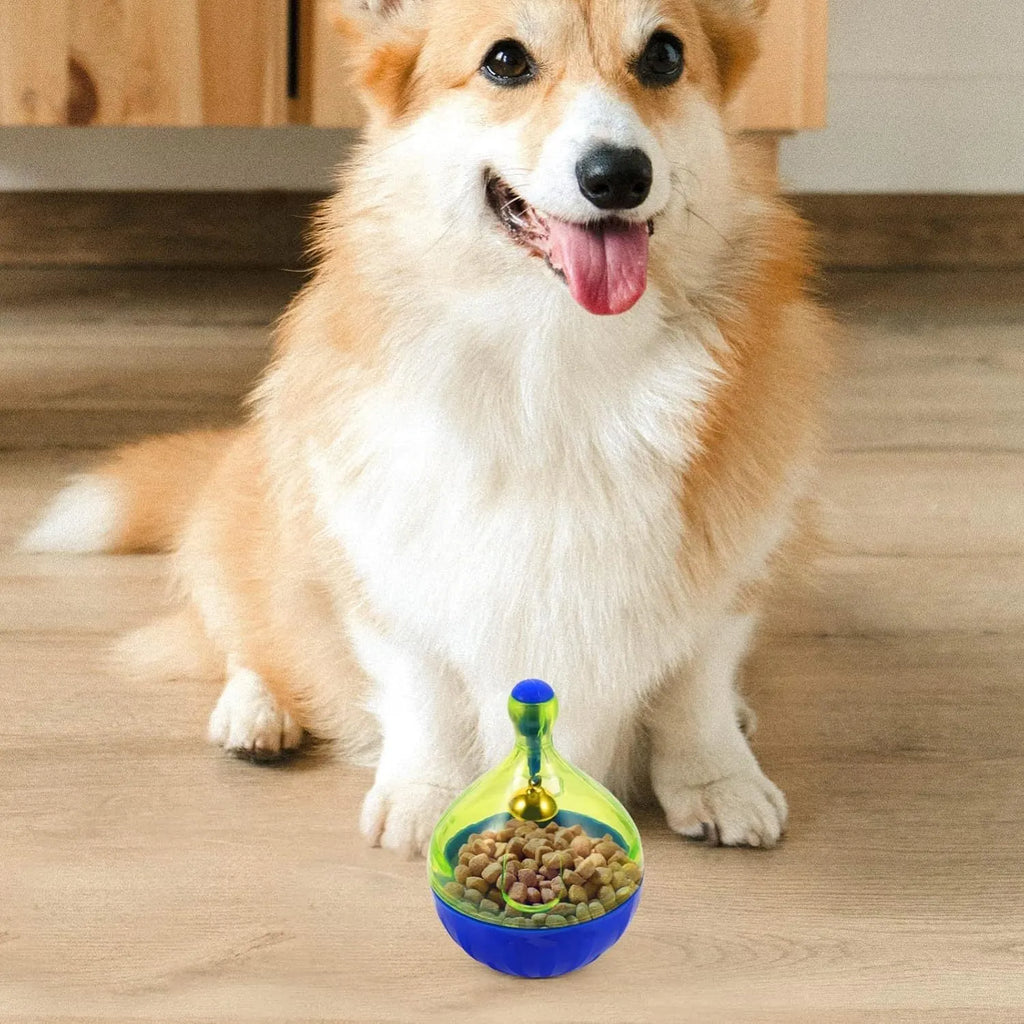 Tumbler-shaped dog and cat treat dispenser ball interactive toy