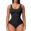 Women's seamless nylon bodysuit corset for waist support and hip lift, shown in apricot colour.