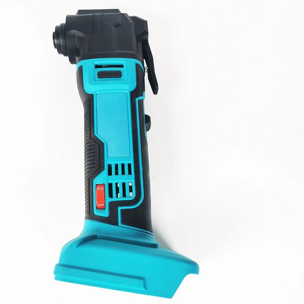 Brushless lithium battery grass trimmer with metal construction and accessories in a plastic storage case.