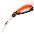 Folding garden hand saw with 230mm blade and TPR grip for branch cutting
