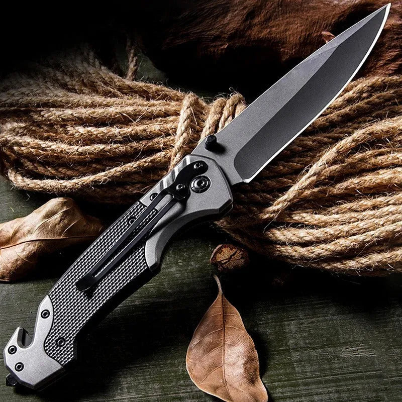 Outdoor folding knife with alloy construction measuring 225mm in length