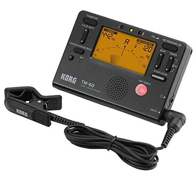 TM-60 black and white digital metronome with plastic shell and power cord for tempo control