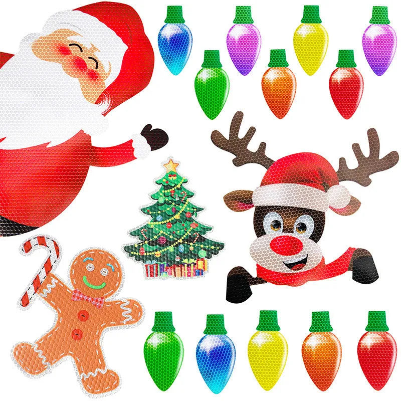Reflective magnetic Christmas light bulbs with white honeycomb material on metal surface