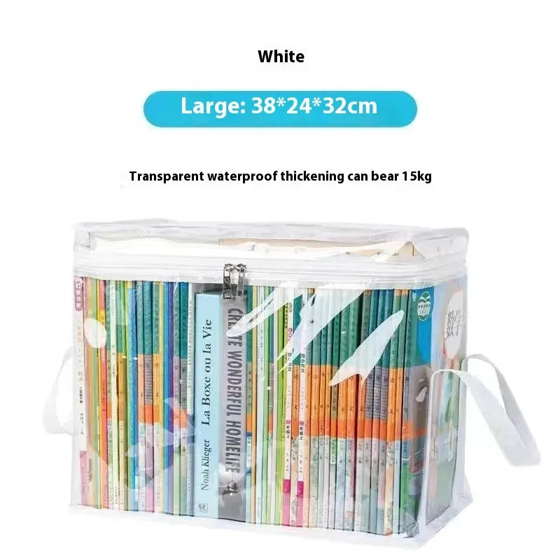 Large foldable PVC water buggy bag in black or white, showing transparent panels and 38cm size.