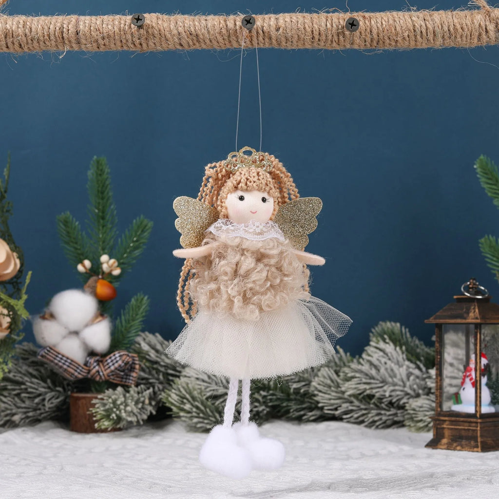 Cartoon angel cloth pendant for high ponytail hair in Christmas colours