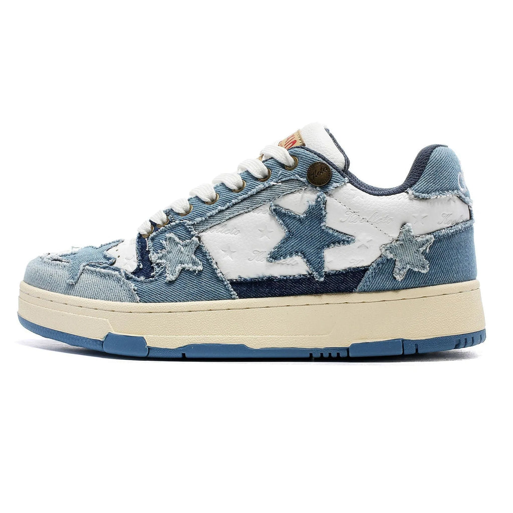 Cowhide leather unisex platform running shoes with round toe and lace-up front