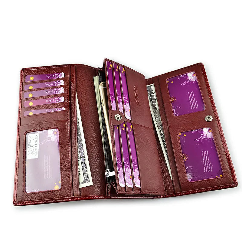 Crocodile pattern leather coin purse in wine red, black, or red colours.