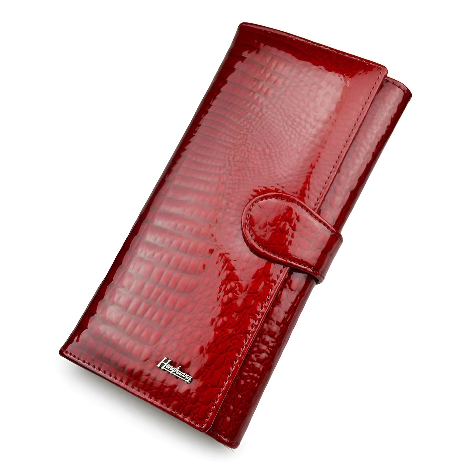Crocodile pattern leather coin purse in wine red, black, or red colours.