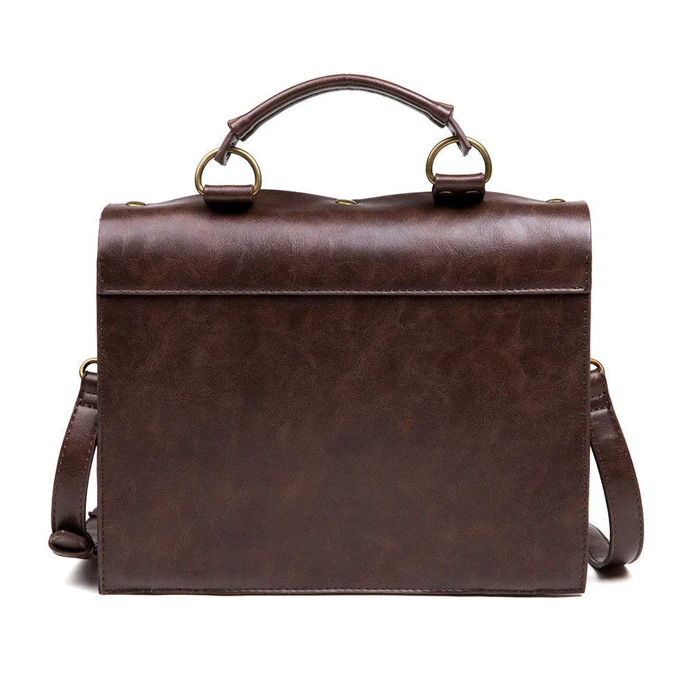 Bronze steampunk industrial retro shoulder bag with metal hardware details