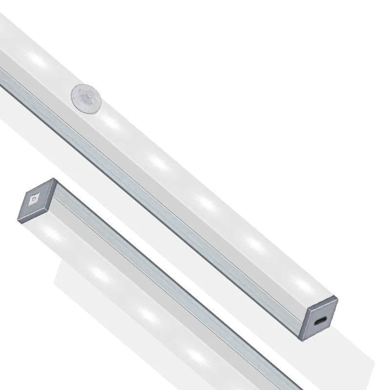 Aluminium magnetic LED strip light for cupboard with motion sensor and USB charging port.