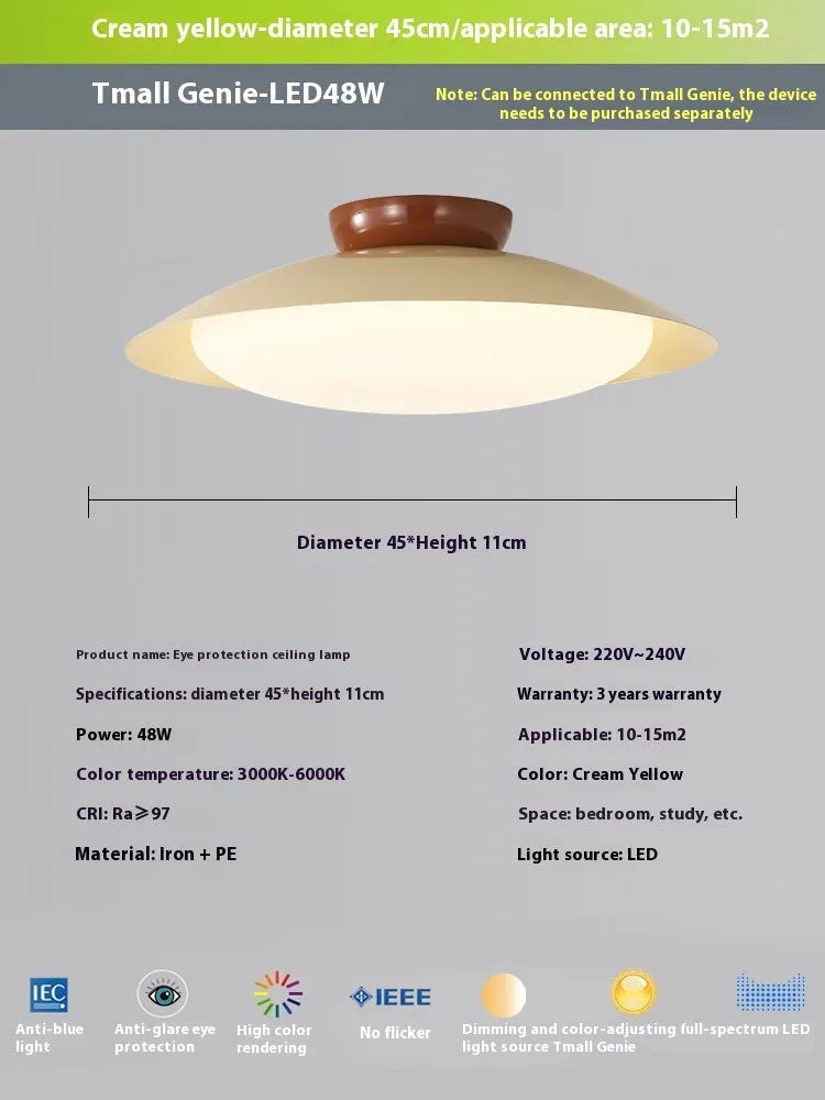 Modern flying saucer shaped ceiling lamp in cream style with minimalist design