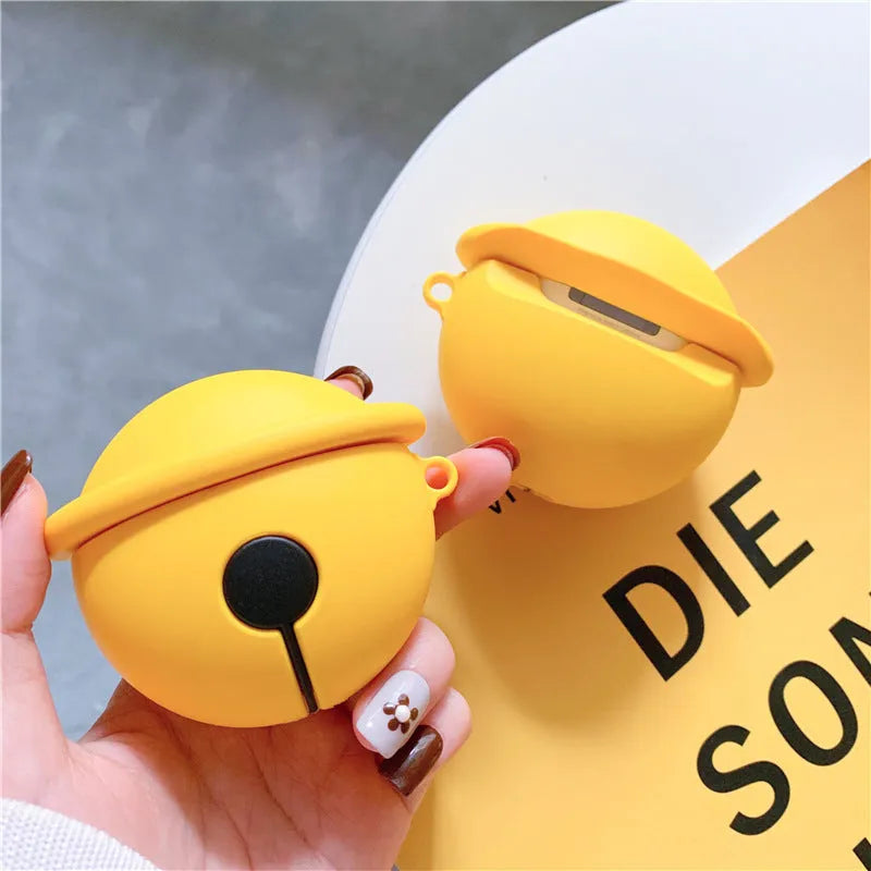 Yellow bell-shaped silicone protective case for AirPods 1st and 2nd generation headphones