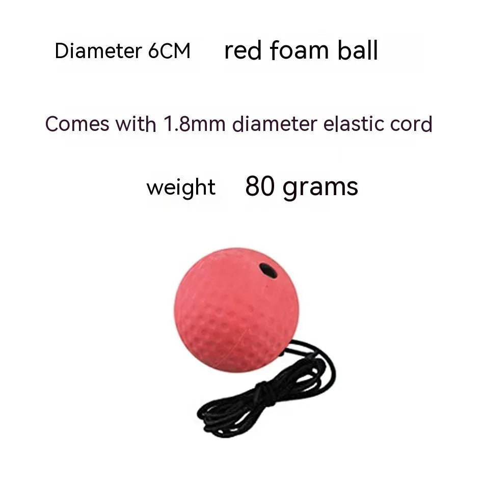 Head-mounted boxing reaction training ball set showing multiple coloured balls and adjustable headbands.