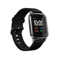 Black waterproof smart bracelet with 1.4-inch touchscreen on silicone wristband