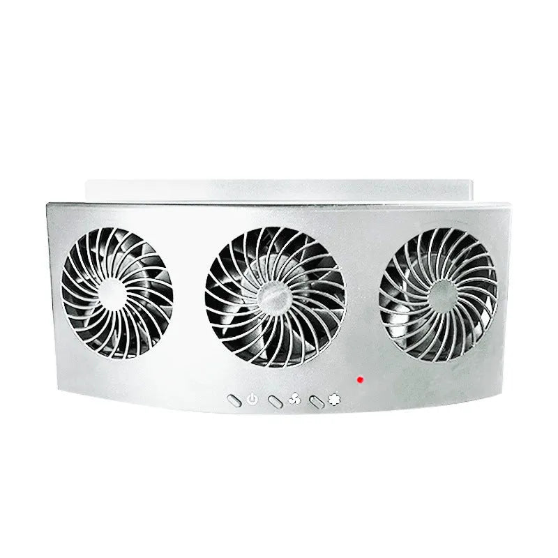 Black and white USB-powered car ventilation fan with 1.5m cable for vehicle air circulation