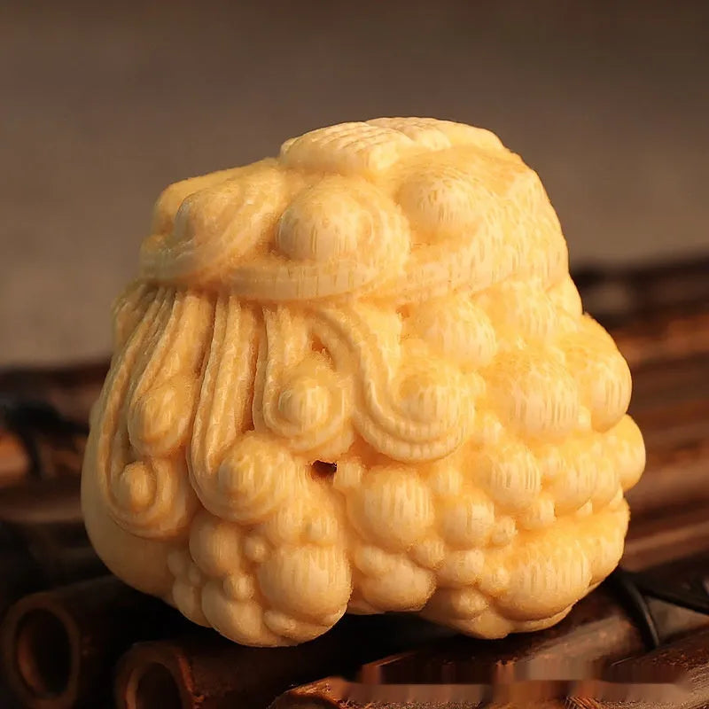 Solid bamboo carving princess toad ornament with cute style for household decoration