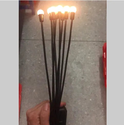 Solar-powered LED firefly ground lamp with multiple light heads for garden pathway illumination