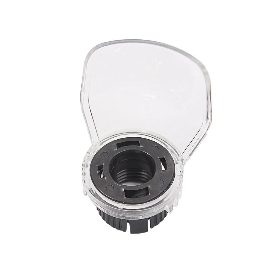 Transparent plastic horn-shaped safety cover for Delta industrial grinder models.