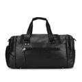 Black PU travel bag with separate shoe compartment measuring 52cm height