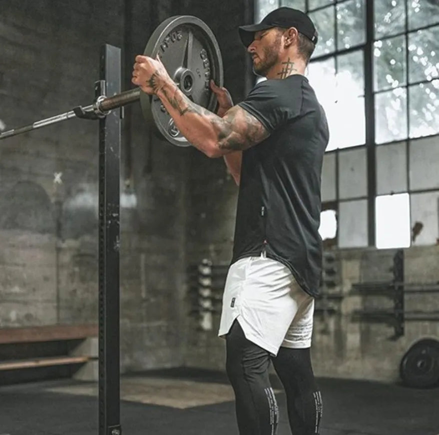 Custom mens fitness sports shirt in cotton spandex blend fabric available in multiple colours