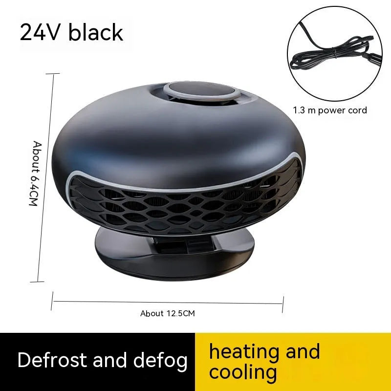 Black ABS car warm air blower heater with 130cm cable for 12V 24V vehicle defrosting
