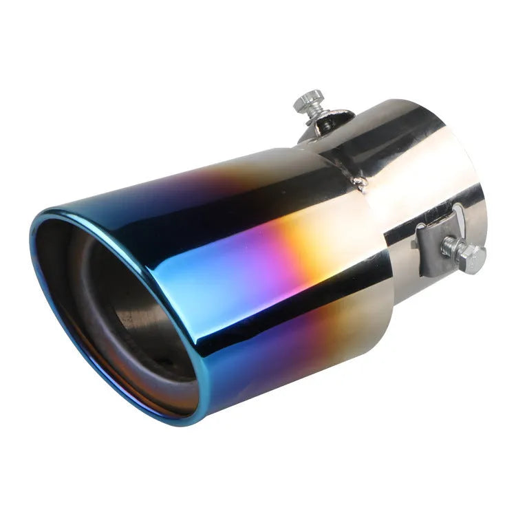 Stainless steel car exhaust tailpipe in a choice of baked blue, bright silver or colourful finish.